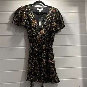 Rachel Zoe Black and Gold Mini Dress